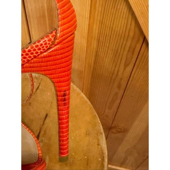 RALPH LAUREN PURPLE LABEL Orange Snake Print Leather Heels Size EU 40B US 10B - Picture 10 of 12